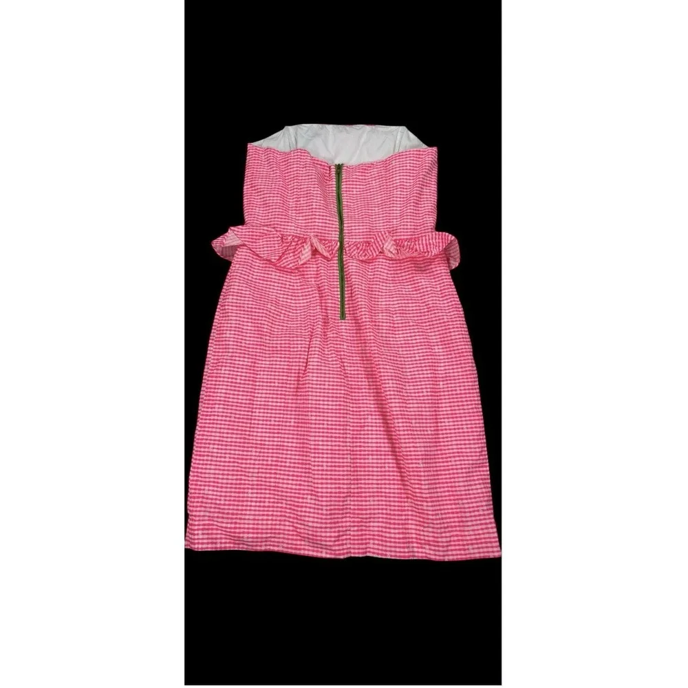 Lilly Pulitzer Women's Pink‎ Strapless Lowe Gingham Dress Size 4 Cruise Vacation - Picture 4 of 9